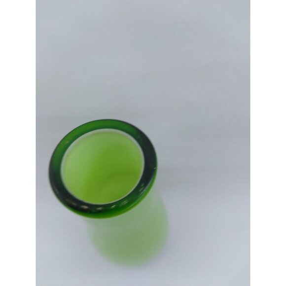 Vtg. Retro Encased Green Scandinavian Style Clear Bottom Bud Vase Almost 7.5" - Picture 5 of 10